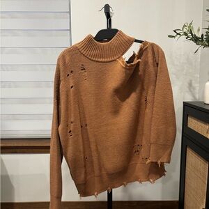 Lovers + Friends Brown and Tan Cowl Turtleneck Sweaters